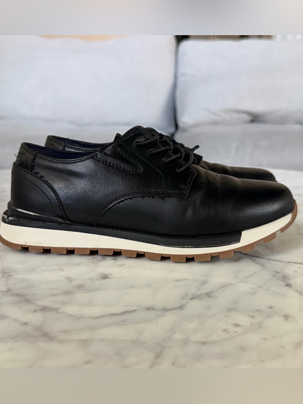 Reaction Kenneth Cole Black Leather Oxford Big Kid Boyโs Size 2